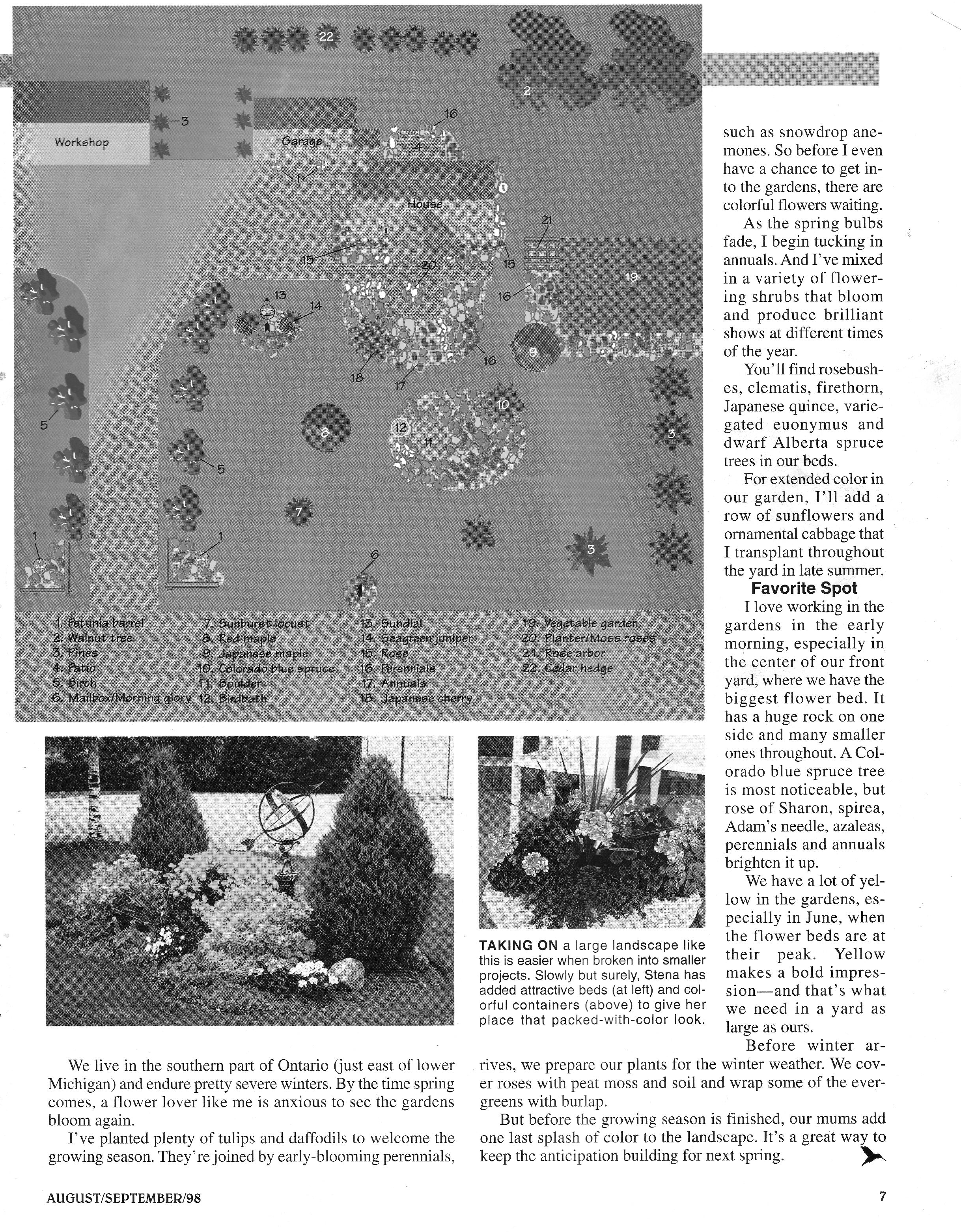 article written by Stena vanmanen about the garden design on her home